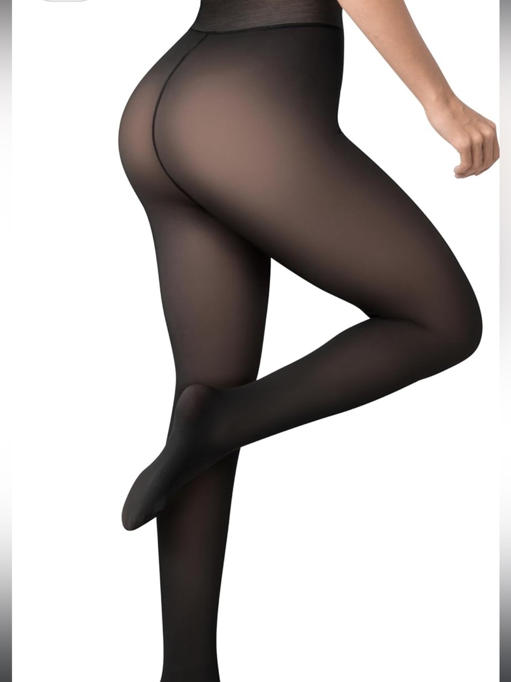 Sheer fleece lined Black Tights